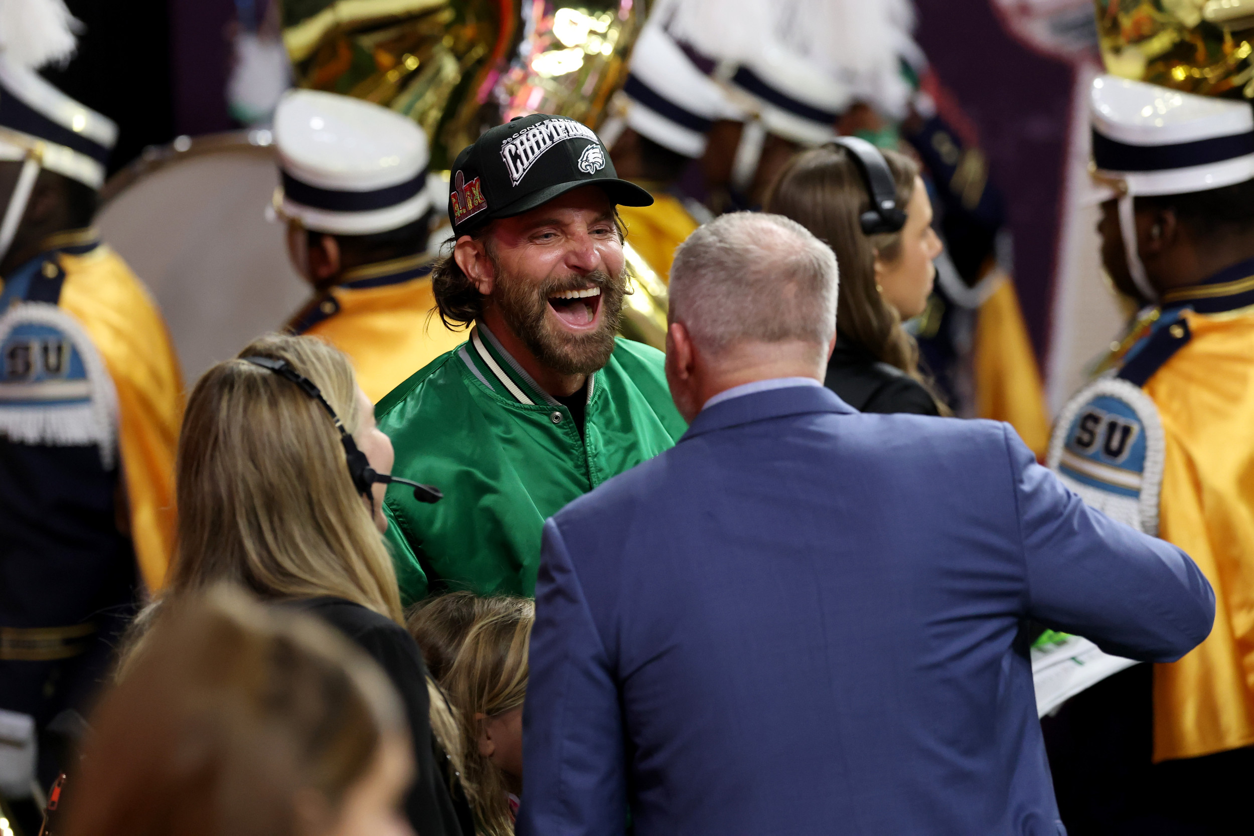 Bradley Cooper Brings His 7-Year-Old to Super Bowl 2025