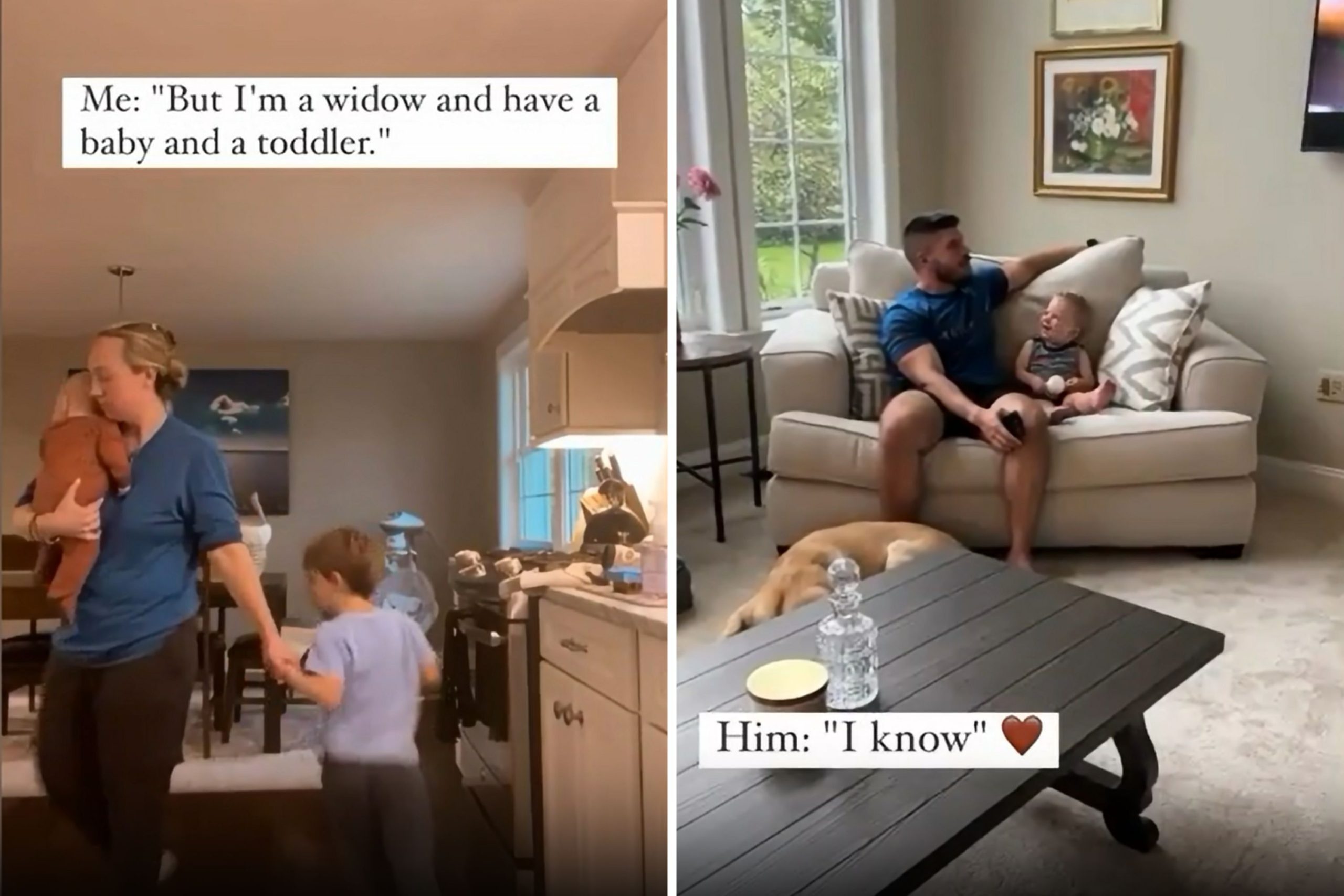 Tears at Man’s Two-Word Response to Young Widow With Baby and Toddler